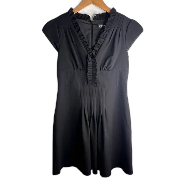 Adrianna Papell Black Pintuck Ruffle‎ Dress Size 4P - Picture 1 of 11